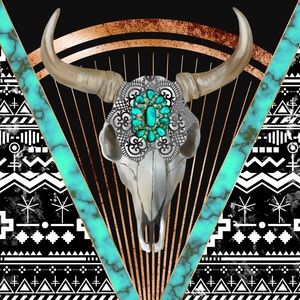 Turquoise western skull 20 oz tumbler